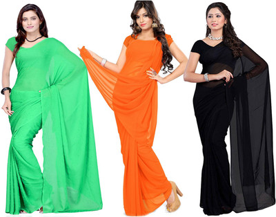 

Multi Retail Solid Bollywood Georgette Saree(Pack of 3, Multicolor)