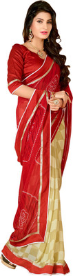 

Saara Printed Fashion Georgette Saree(Beige, Red)