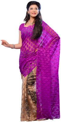 

JTInternational Self Design Fashion Jacquard Saree(Multicolor), Violet