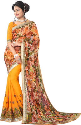 

Jiya Self Design, Embroidered Fashion Georgette Saree(Yellow, Multicolor), Multicolor;yellow