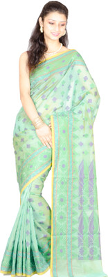 

Chandrakala Self Design Banarasi Cotton Saree(Multicolor), Green