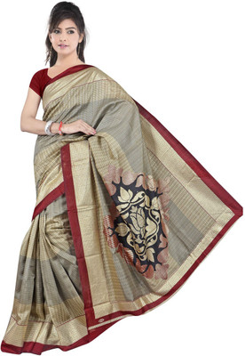 

Dancing Girl Printed Bollywood Art Silk Saree(Beige)