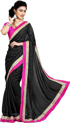 

Indian Wear Online Plain Fashion Chiffon Saree(Black)