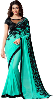 

Desi Look Solid Bollywood Georgette Saree(Light Blue)