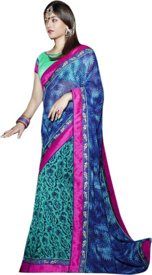 

Viva N Diva Solid Fashion Georgette Saree(Blue)