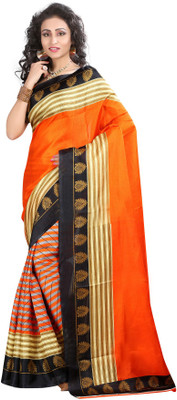 

Softdeal Printed Bhagalpuri Printed Silk Saree(Orange)