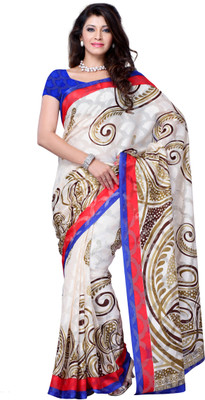 

JTInternational Geometric Print Fashion Jacquard Saree(Multicolor)