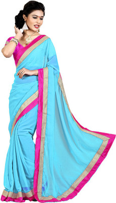 

Indian Wear Online Solid Fashion Chiffon Saree(Blue)