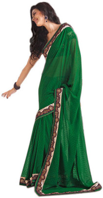 

Indian Wear Online Printed Fashion Pure Chiffon Saree(Green)