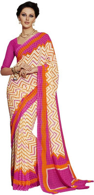 

Akshaya Fashons Printed Daily Wear Georgette Saree(Multicolor), Beige