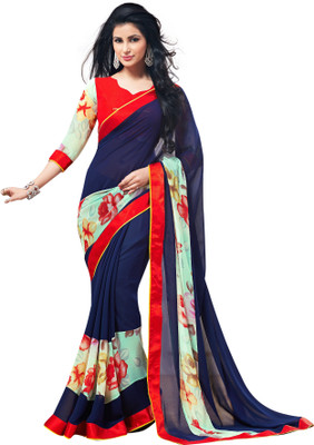 

Brijraj Printed Fashion Georgette Saree(Dark Blue, Multicolor)