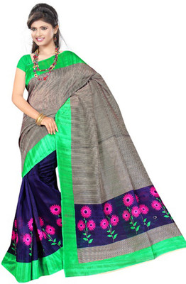 

Jiya Self Design, Printed Fashion Silk Saree(Dark Blue, Grey)