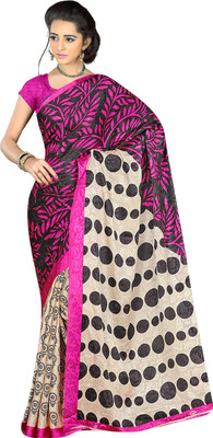 Jiya Self Design, Printed Fashion Jacquard Saree(Multicolor, Black), Black;multicolor