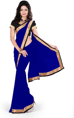 

Party Wear Dresses Solid Fashion Georgette Saree(Dark Blue)