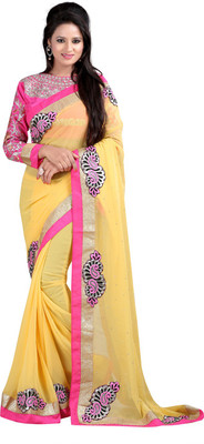 

Fashiondeal Embroidered Bollywood Chiffon Saree(Yellow)