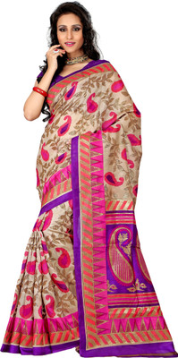 

Khushali Self Design, Printed Fashion Art Silk Saree(Beige, Multicolor)