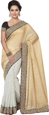 

Ishin Embellished Fashion Modal Saree(Beige), Chiku & off white