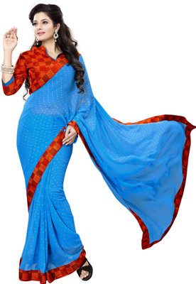 

Jiya Self Design, Printed Fashion Georgette Saree(Light Blue, Multicolor)