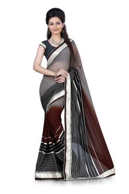 

Indianbeauty Self Design, Printed Bollywood Georgette Saree(Orange)