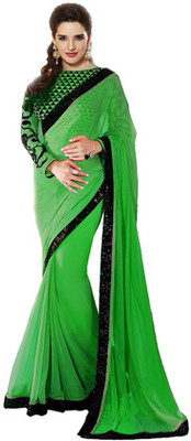 

Stylezone Embroidered Fashion Chiffon Saree(Green)