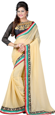 

Fashiondeal Embroidered Fashion Chiffon Saree(Beige)