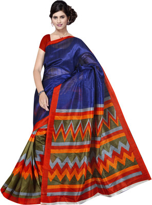 

Khoobee Self Design, Printed Fashion Art Silk Saree(Blue, Multicolor)