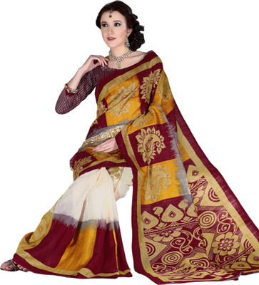 

Jiya Self Design, Printed Fashion Art Silk Saree(Beige, Multicolor), Cream;multi