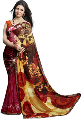 

Manthan Printed Daily Wear Georgette Saree(Pack of 2, Multicolor), Multi