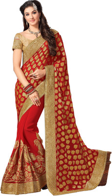 

Aarti Apparels Embroidered Bollywood Chiffon Saree(Red)