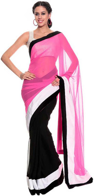 

Indian House Solid Fashion Georgette Saree(Pink)