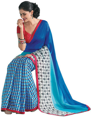 

Indian Wear Online Printed Fashion Cotton Saree(Blue)