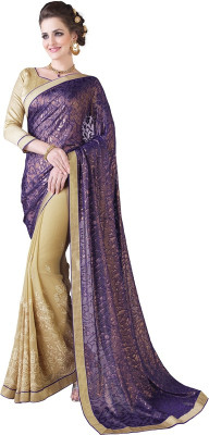 

Lovelylook Embroidered Fashion Georgette Saree(Multicolor), Purple & beige