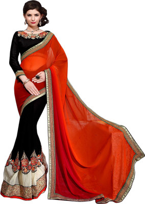 

Aasvaa Embroidered Fashion Georgette Saree(Red)