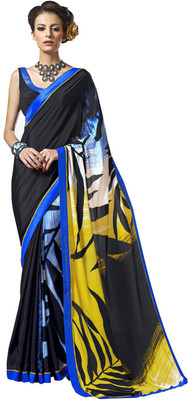

Lovelylook Printed Fashion Crepe Saree(Multicolor), Black & blue