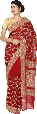 

Zain Textiles Woven Banarasi Handloom Pure Chiffon Saree(Maroon)