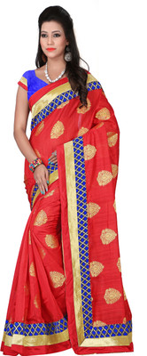 

Weavedeal Embellished Banarasi Art Silk Saree(Red)