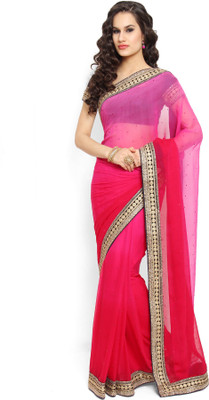 

Soch Embroidered Fashion Chiffon Saree(Red), Fuschia
