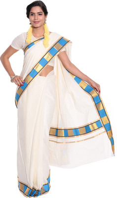 

Darps Self Design Balarampuram Cotton Saree(Multicolor), Cream
