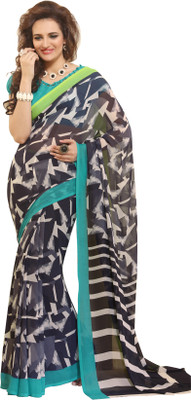 

Khoobee Self Design, Printed Fashion Georgette Saree(Dark Blue, Beige), Beige;dark blue