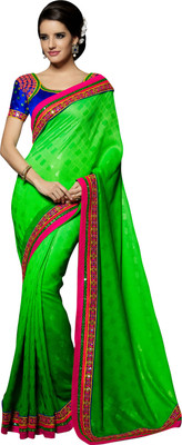 

Saara Self Design, Solid Fashion Georgette Saree(Green)