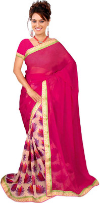 

Khoobee Self Design, Printed Fashion Georgette Saree(Multicolor, Pink)