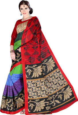 

Khushali Self Design, Printed Fashion Art Silk Saree(Multicolor), Black;multi;purple;red