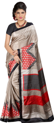 

Softdeal Printed Bhagalpuri Printed Silk Saree(Grey)