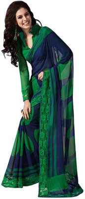 

Party Wear Dresses Printed Fashion Pure Chiffon Saree(Green)