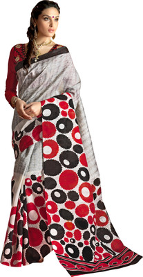 

Khoobee Self Design, Printed Fashion Art Silk Saree(Grey, Multicolor), Grey;multi;red