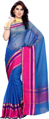 

Mimosa Woven Kanjivaram Cotton Saree(Blue), Royal blue