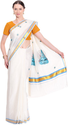 

Darps Self Design Balarampuram Cotton Saree(Multicolor), Cream