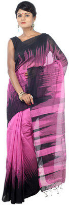 

AVIK Embroidered Jamdani Handloom Silk, Cotton Saree(Purple, Black), Black;purple