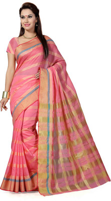 

Ishin Woven Fashion Cotton Saree(Pink)