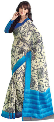 Indian Wear Online Printed Fashion Cotton Saree(Grey)